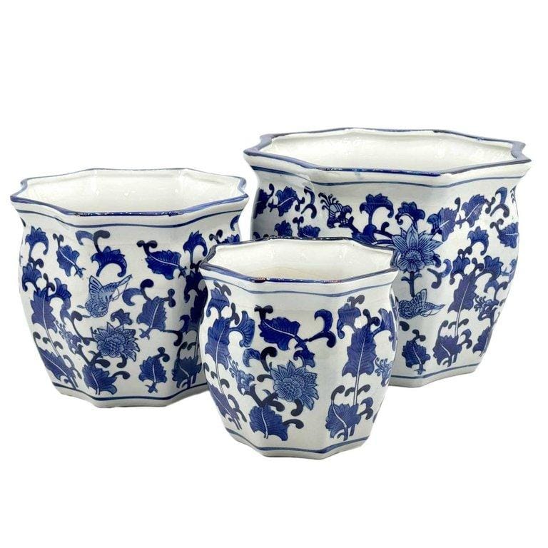 Chinoiserie Planter Pot Set of 3 (7.5"/10"/13")