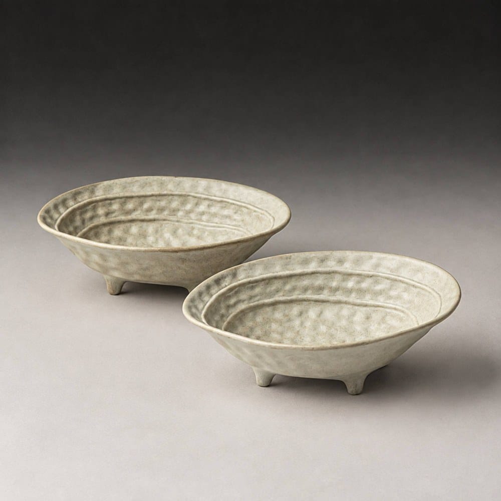 Carved Stone Footed Bowl