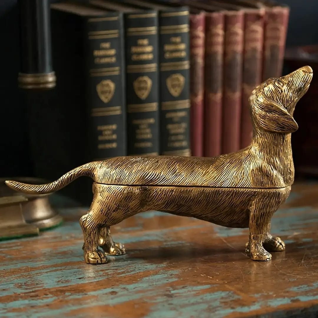 Brass Dachshund Lidded Box