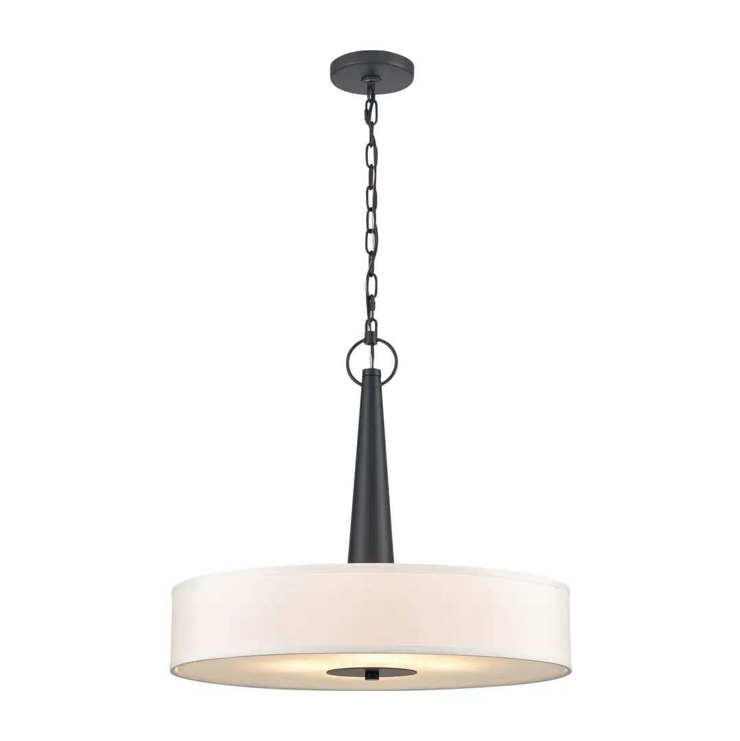 Leo 22" 4-Light Drum Pendant, Matte Black