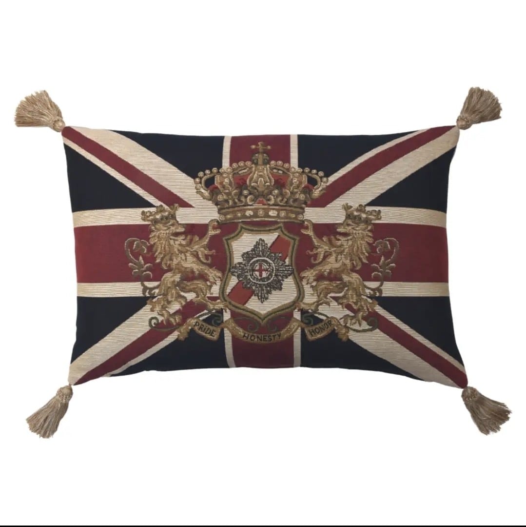 Union Jack Crest Tapestry Pillow