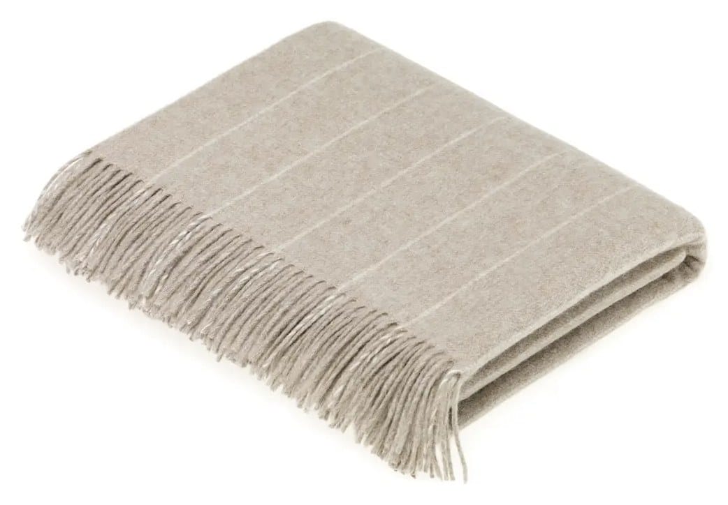 Pinstripe Merino Throw, Beige