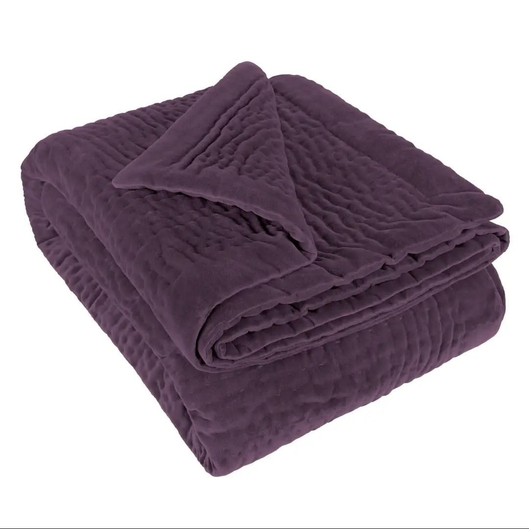 Haze Velvet Quilted Throw, Plum