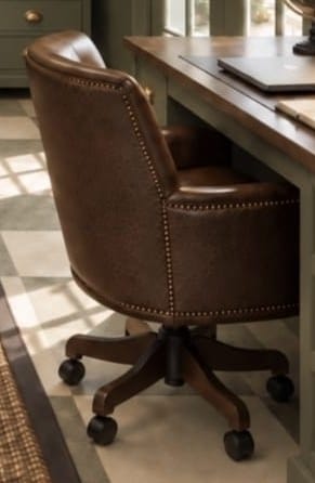 Leather Swivel Desk Chair, Nailhead Trim