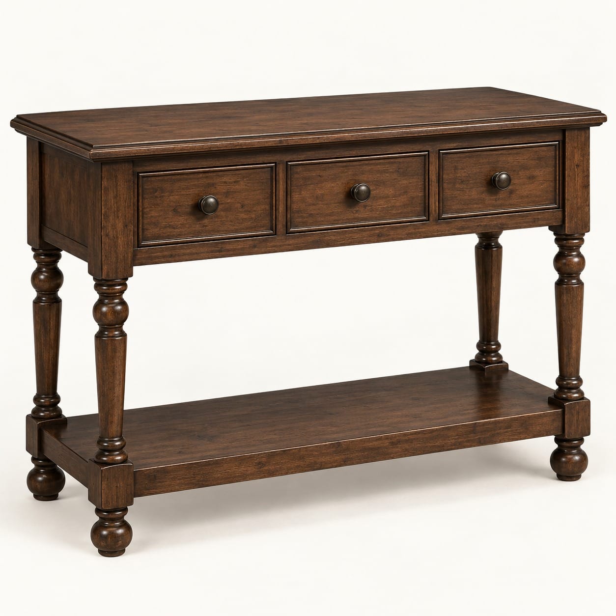 Walnut Console Table with Turned Legs