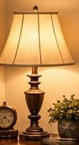 Brass Table Lamps with Pleated Shades, Pair