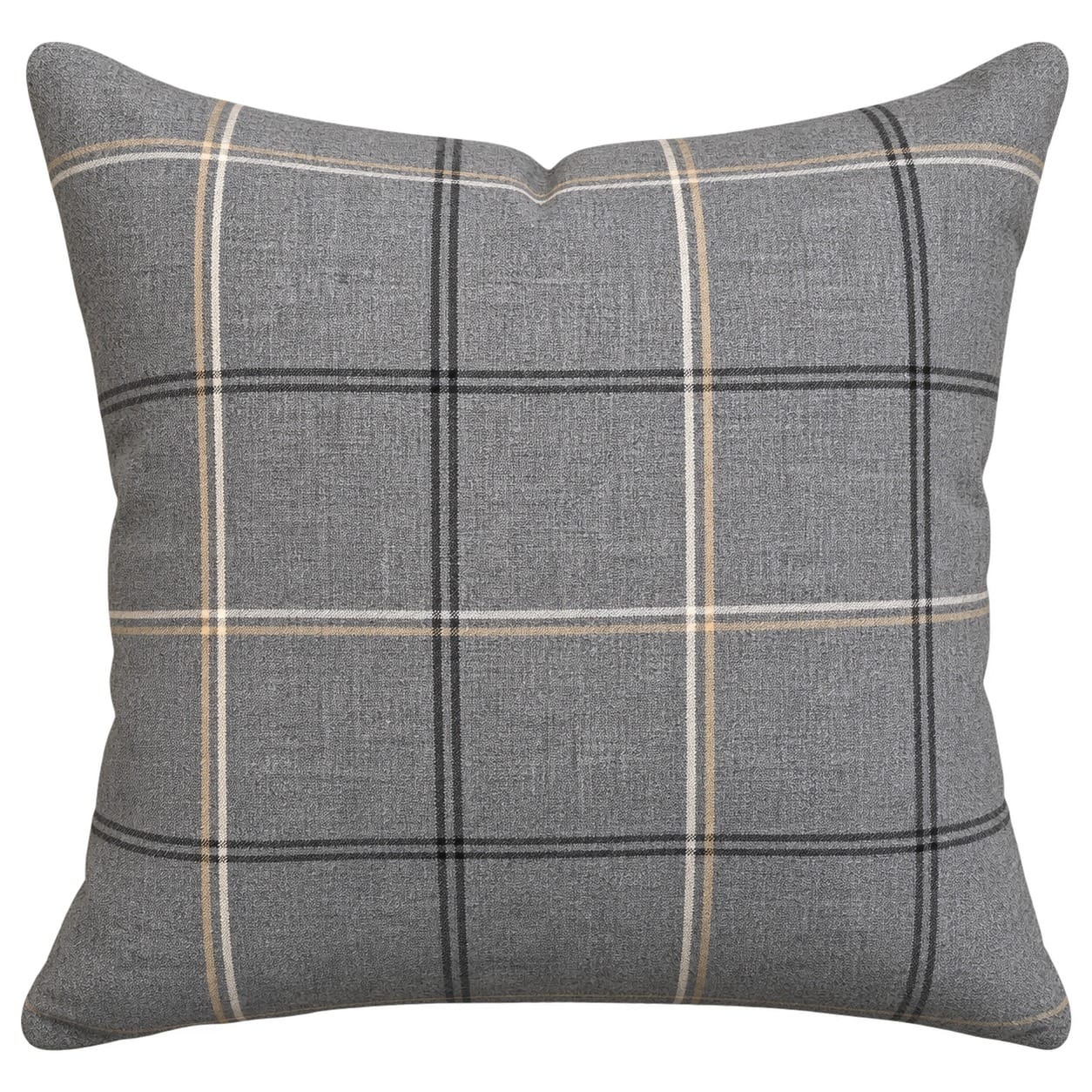 Gray Plaid Outdoor Pillow