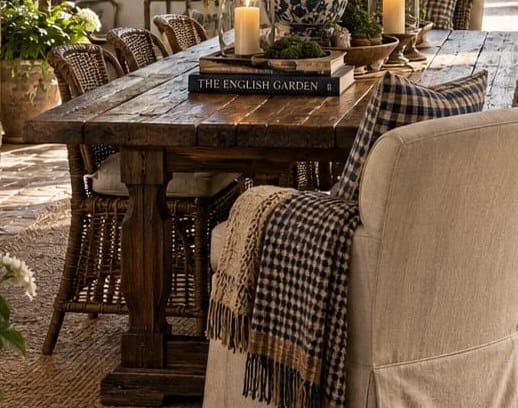 Rustic Plank Trestle Dining Table