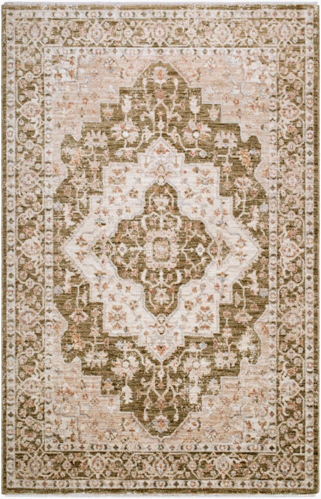 Surya Autumn Rug, Olive & Ivory Medallion, 7'10" × 10'