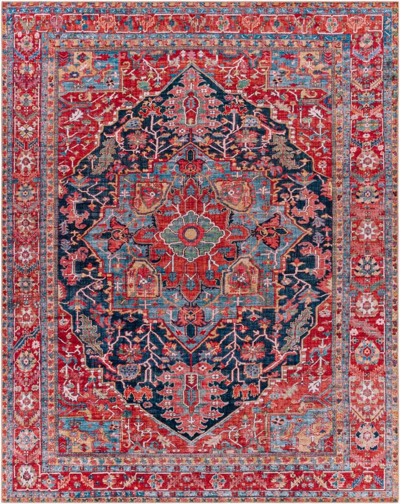 Surya Iris Rug, Red & Navy, 9' × 12'